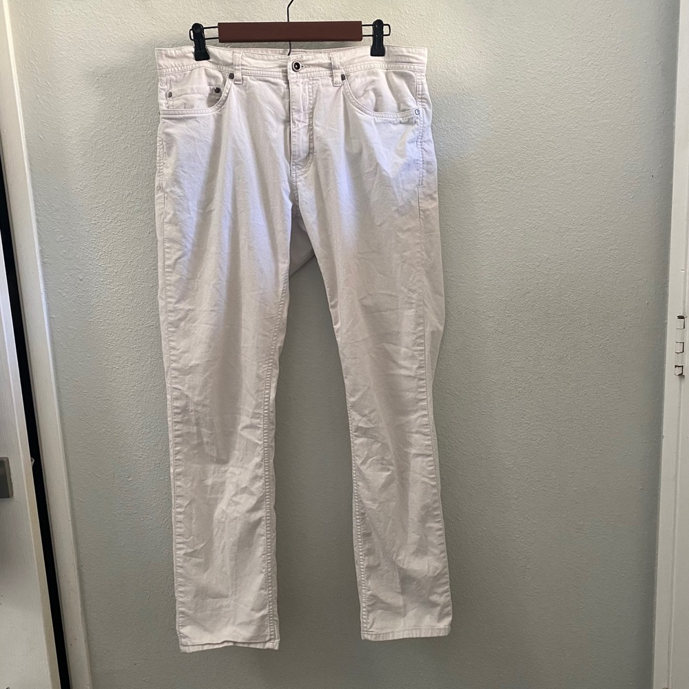 Rodd & Gunn Mens 34R Straight Fit Pants Off White Stretch Cotton Twill Trousers